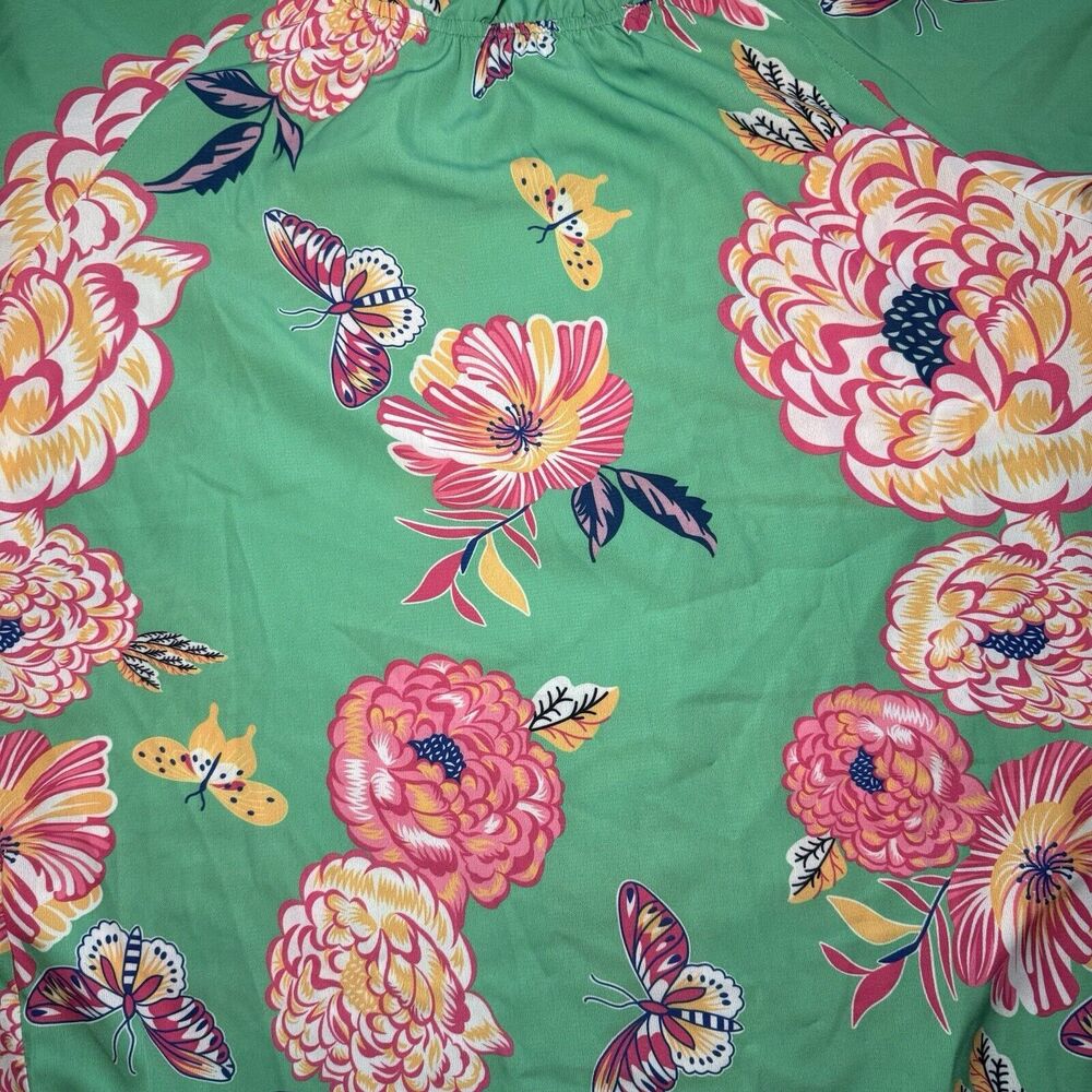 Women's Top L Butterfly Floral 3/4‎ Sleeve Work Casual Girls Night - Picture 4 of 5